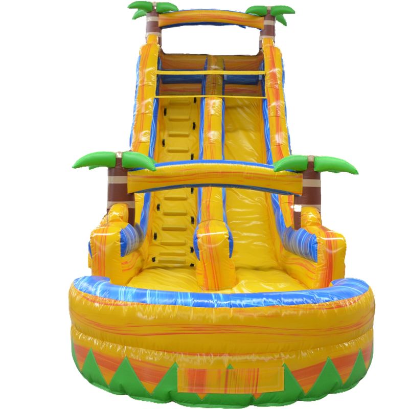 Oportunidad comercial Palma multicolor tobogán de agua inflable con piscina pequeña