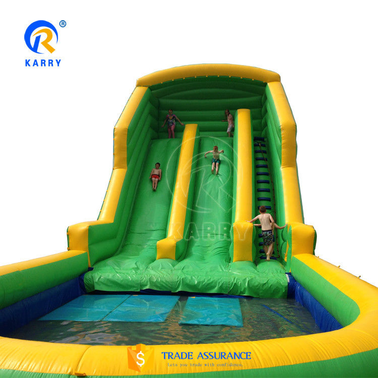 Certificado EN71 Combo de toboganes de agua inflables de doble carril para patios de juegos infantiles al aire libre