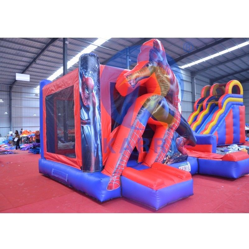 Unisex Super Cool Spiderman Casa de rebote inflable con deslizamiento húmedo seco tamaño personalizado