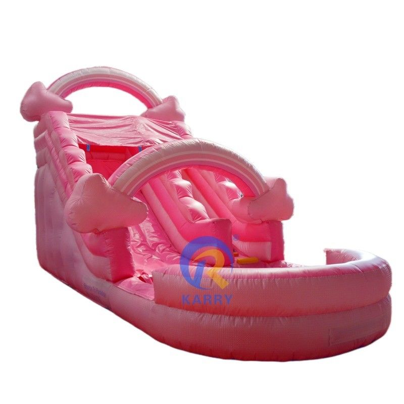 Deslizador de agua portátil rosa puro inflable con piscina Casa de salto Salto Castillo de salto