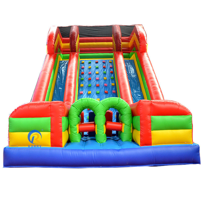 Acorde el peso real deslizamiento de agua inflable con piscina Combinado Obstáculo doble carril