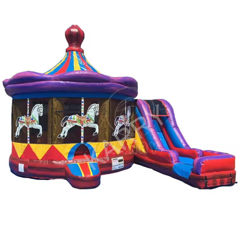 Casa de salto inflable al aire libre con tobogán de agua personalizado Castillo inflable colorido