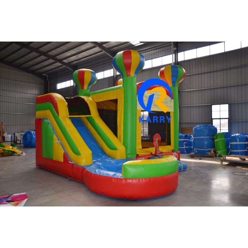 PORTABLE 5 en 1 Balón arco iris Castillo de salto inflable con tobogán y trampolín