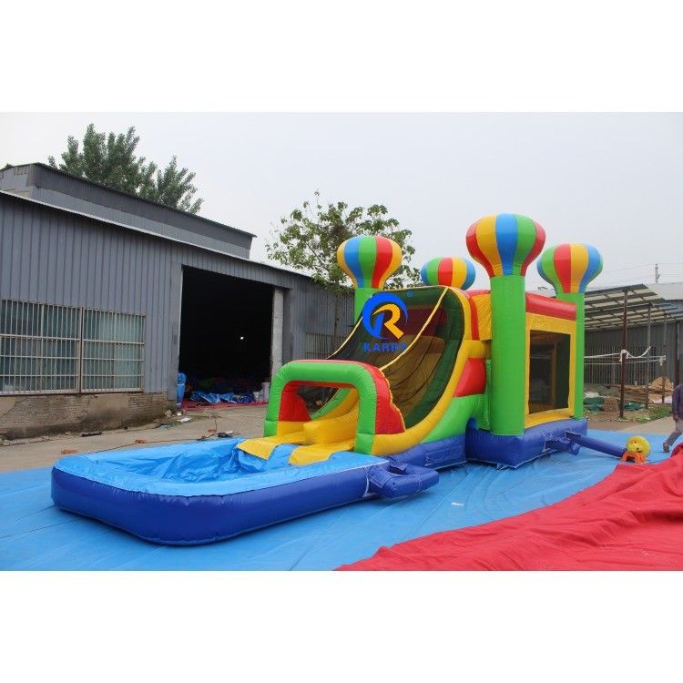 Set de toboganes inflables de castillo de lonas de PVC para niños con globos de colores y casa de rebote