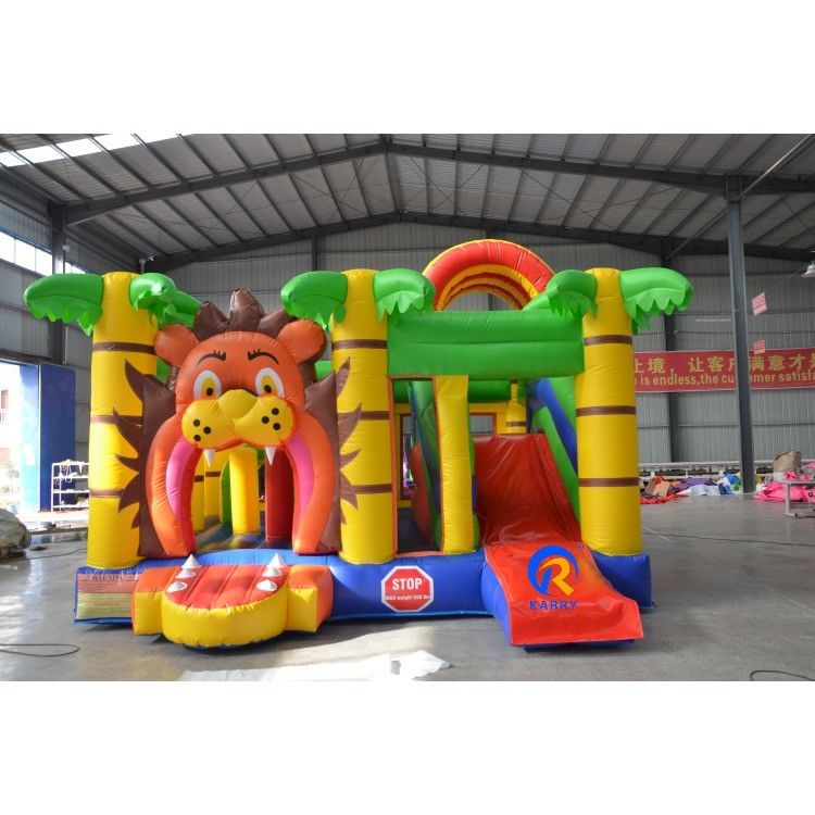 Personalizar Acceptado León de dibujos animados PVC Inflatable Bouncer Slide Combo para el juego de los niños