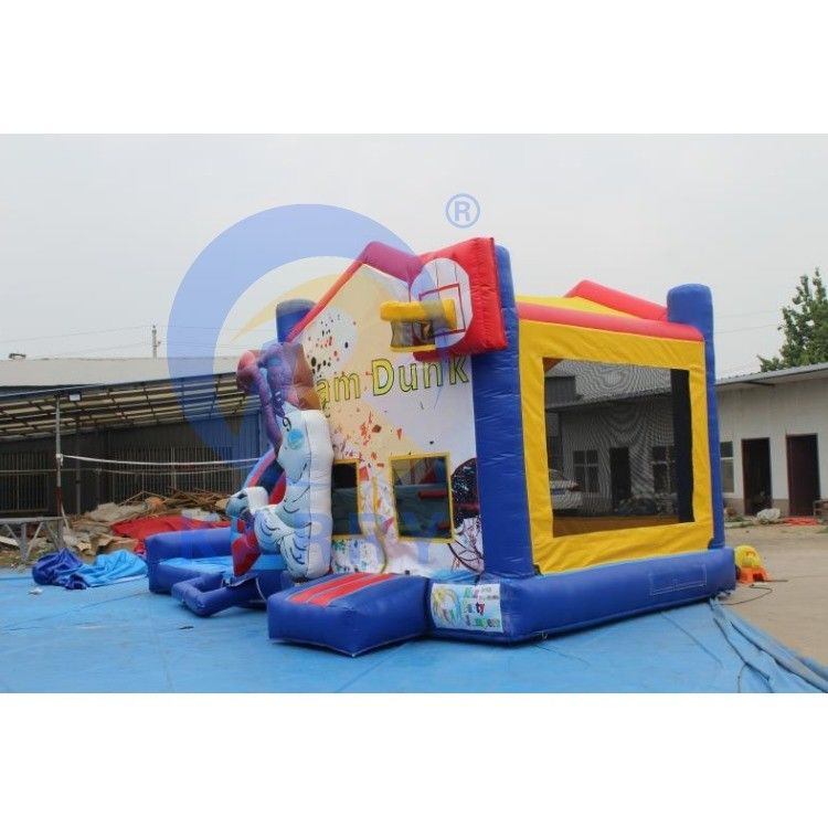 Portable PVC Baloncesto Parque de diversiones Salto Castillo Rebullante con tobogán 14 años arriba