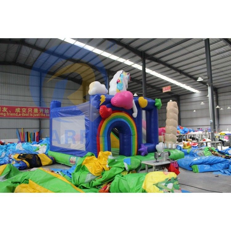 Combo de rebote inflable de PVC unisex con tobogán y rebote inflable del castillo del unicornio