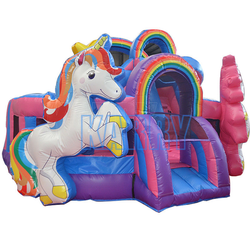 Estándares CE doble unicornio castillo inflable casa de rebote para niños patio de juegos al aire libre