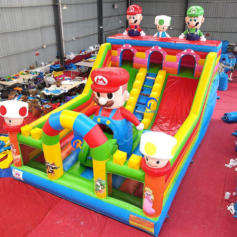 EN71/CE Certificado Parque temático inflables Mario Slide de la casa del portero para niños y adultos