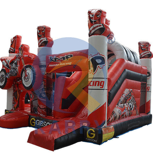 Combo de diapositivas de castillo de carreras 3D rojo con castillo de tiradores inflable y logotipo personalizado