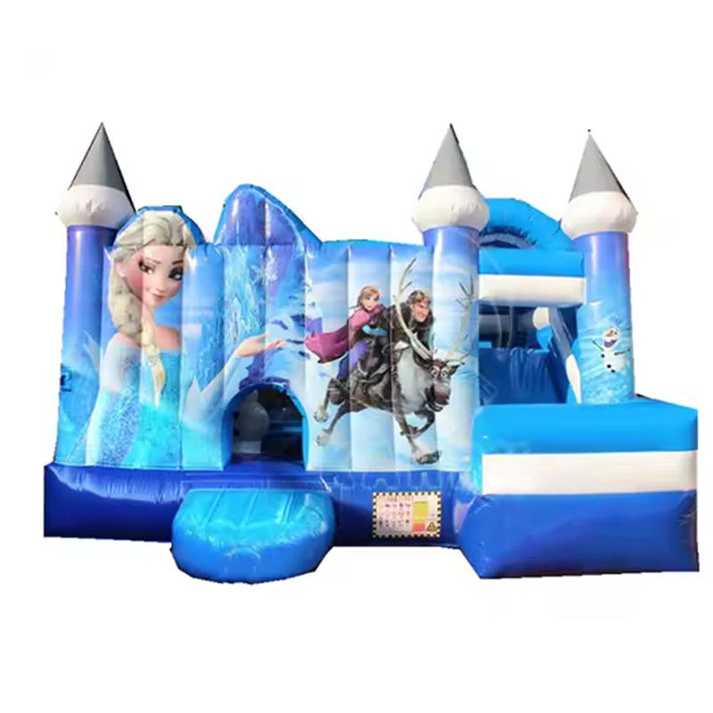 El castillo de salto de la diapositiva combo tema congelado personalizado inflables casa de rebote para la diversión de la fiesta