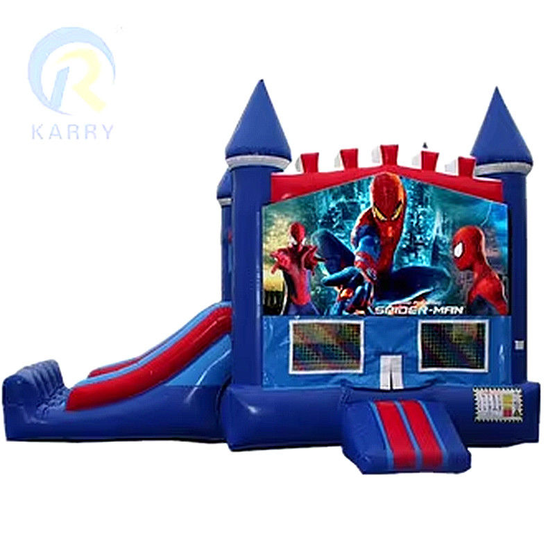 Certificado CE portátil personalizado Spiderman inflables Combo Castillo tobogán para casa de rebote