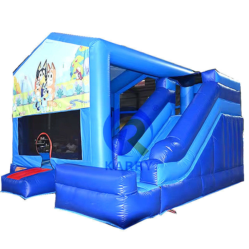 Alquiler de fiestas, portero inflables, casa de salto azul con diapositiva, rango de edad de 14 años.