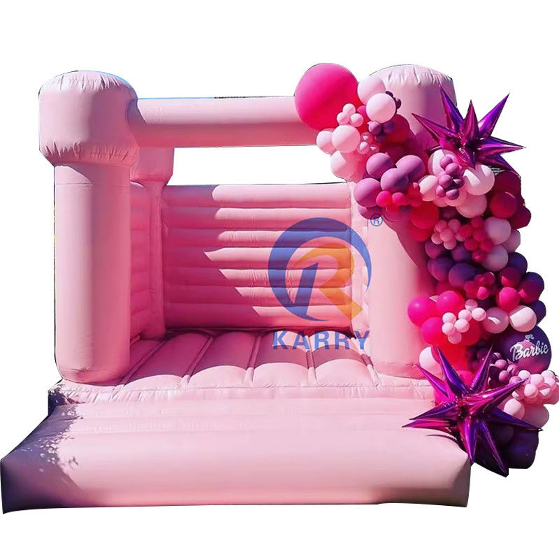 Portable rosa pastel castillo de salto para la fiesta comercial Moonwalk boda casa de salto