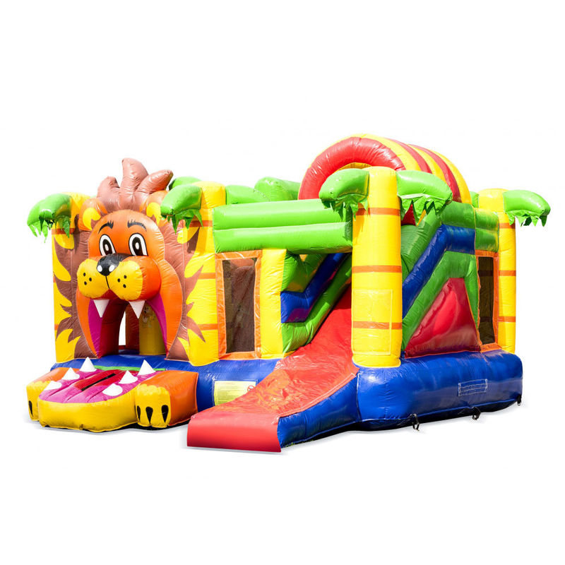 14 Años Unisex Inflable Fuera Jungla León Excavadora con Deslizamiento y Castillo de Salto