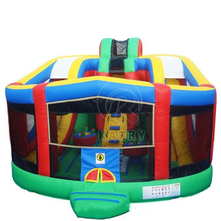Alquiler de fiestas Niños Casa de salto inflable con combinación de diapositivas Divertida y de color personalizado