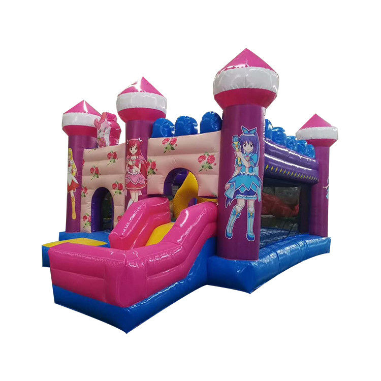 Chicas Rosa dibujos animados Bala Hada Mágica Inflable castillo de salpicadores con diapositiva 6 * 4 * 3,5m Tamaño