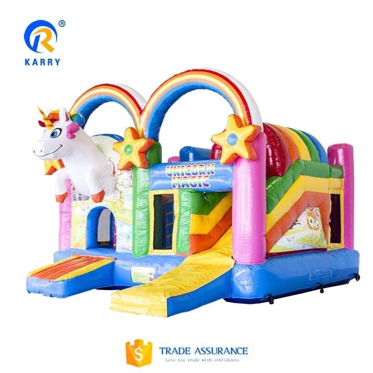 Unisex PORTABLE Rainbow Unicorns Castillo Salto Saltidor Slide Combo en color del arco iris